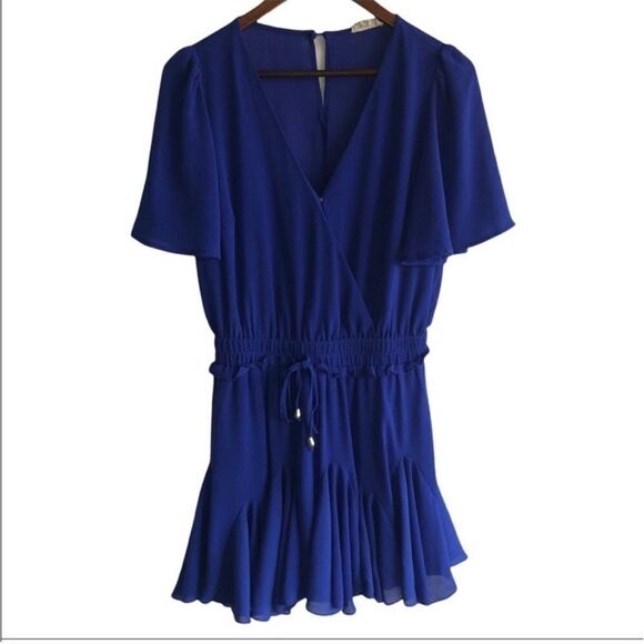 Women's Main Strip Blue Dress with Built in Shorts - Picture 1 of 7